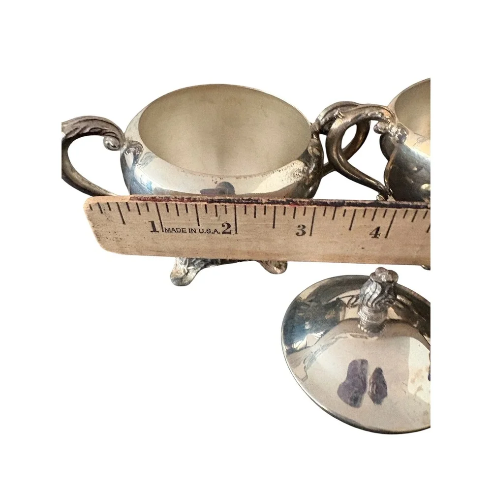 Vintage FB Rogers Silver Plated Footed Sugar Bowl and‎ Creamer Set with Lid